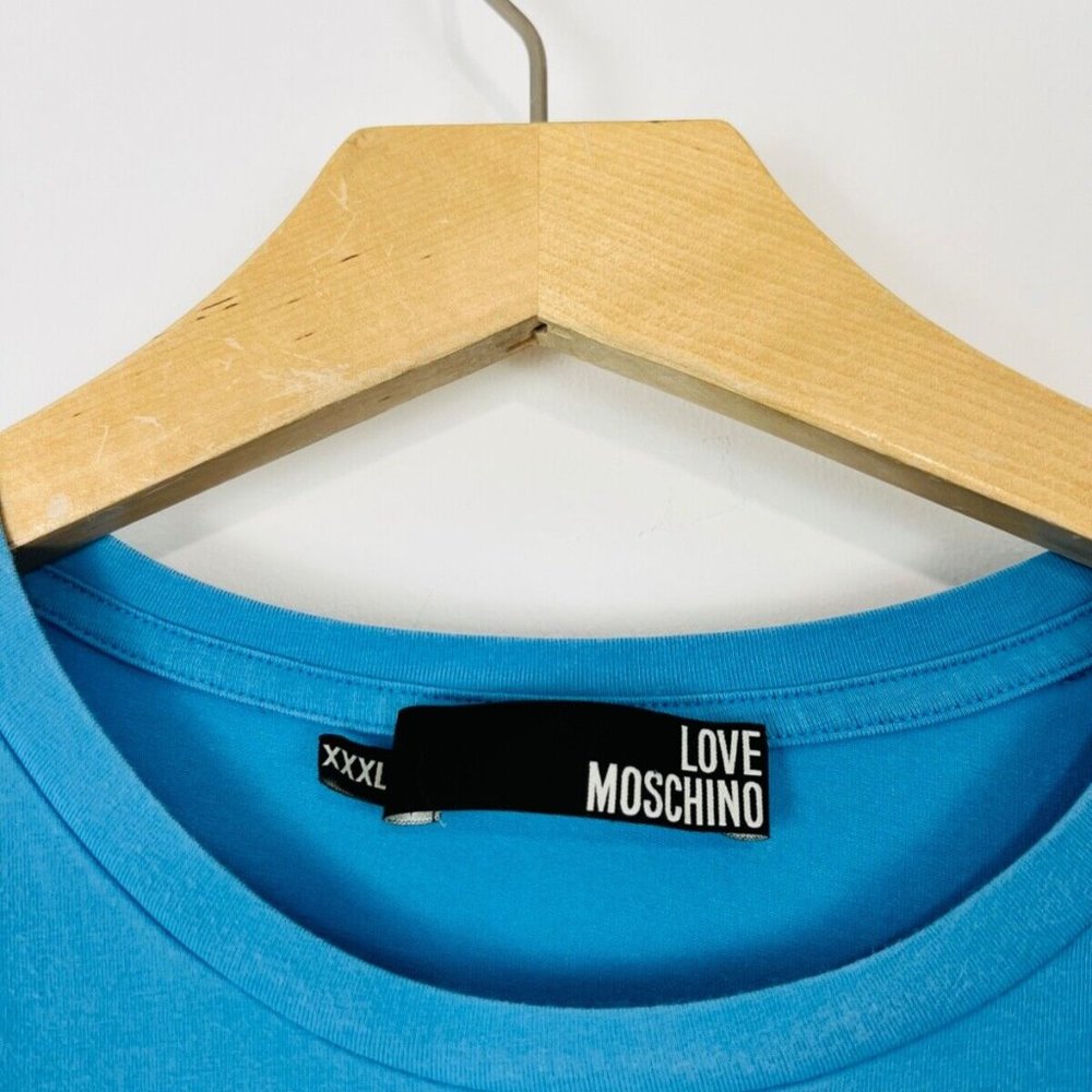 Love Moschino Blue Boot Graphic Logo Short Sleeve Classic T Shirt UK XXXL - Picture 6 of 12